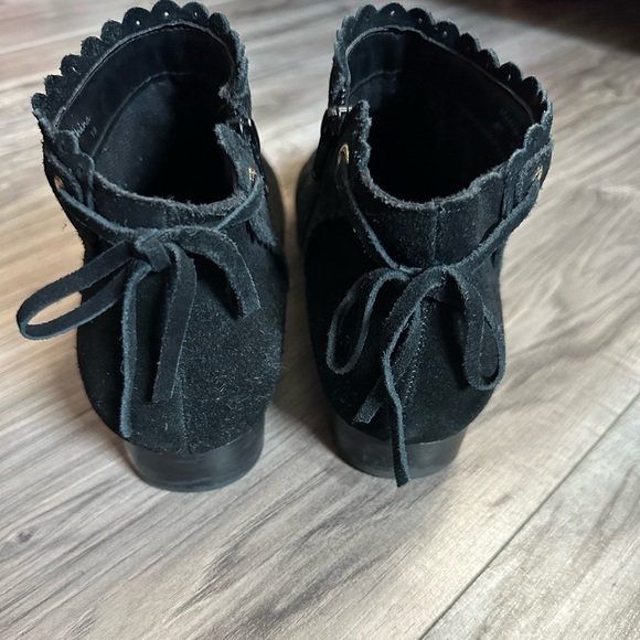 Jack‎ Rogers Women's Suede Leather Almond Toe Black Ankle Booties Size 8 - Picture 4 of 9